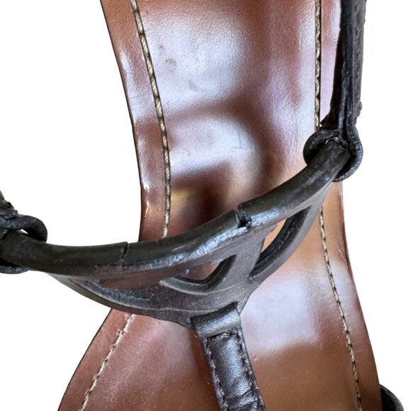 Gucci Wedge Sandals | Interlocking G Logo | Preloved Designer Shoes Sz 10.5 - Picture 10 of 16